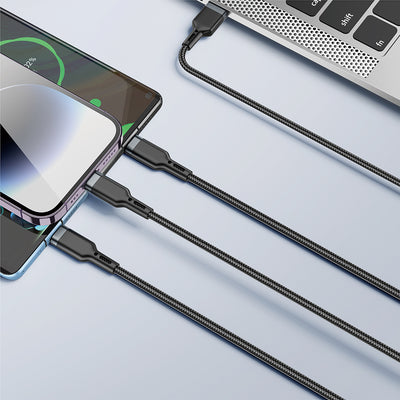 Wi-C014 3in1 USB-A to Lightning – Type-C – Micro 3.1A Şarj Kablosu 1.2M