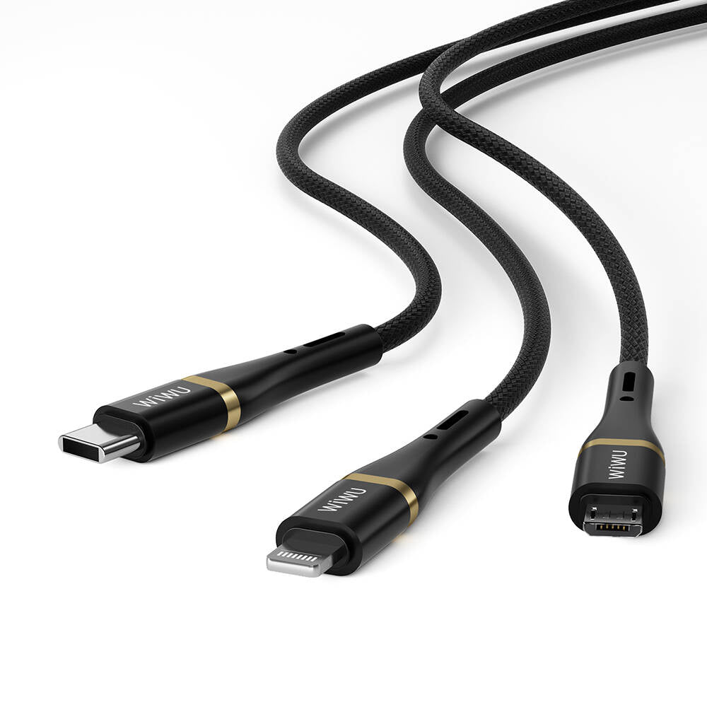 Wi‑C024 Elite 3in1 Type‑C Lightning Type‑C Micro USB 100 W 1.2 m Hızlı Şarj Kablosu
