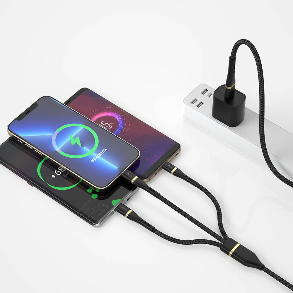 Wi‑C024 Elite 3in1 Type‑C Lightning Type‑C Micro USB 100 W 1.2 m Hızlı Şarj Kablosu