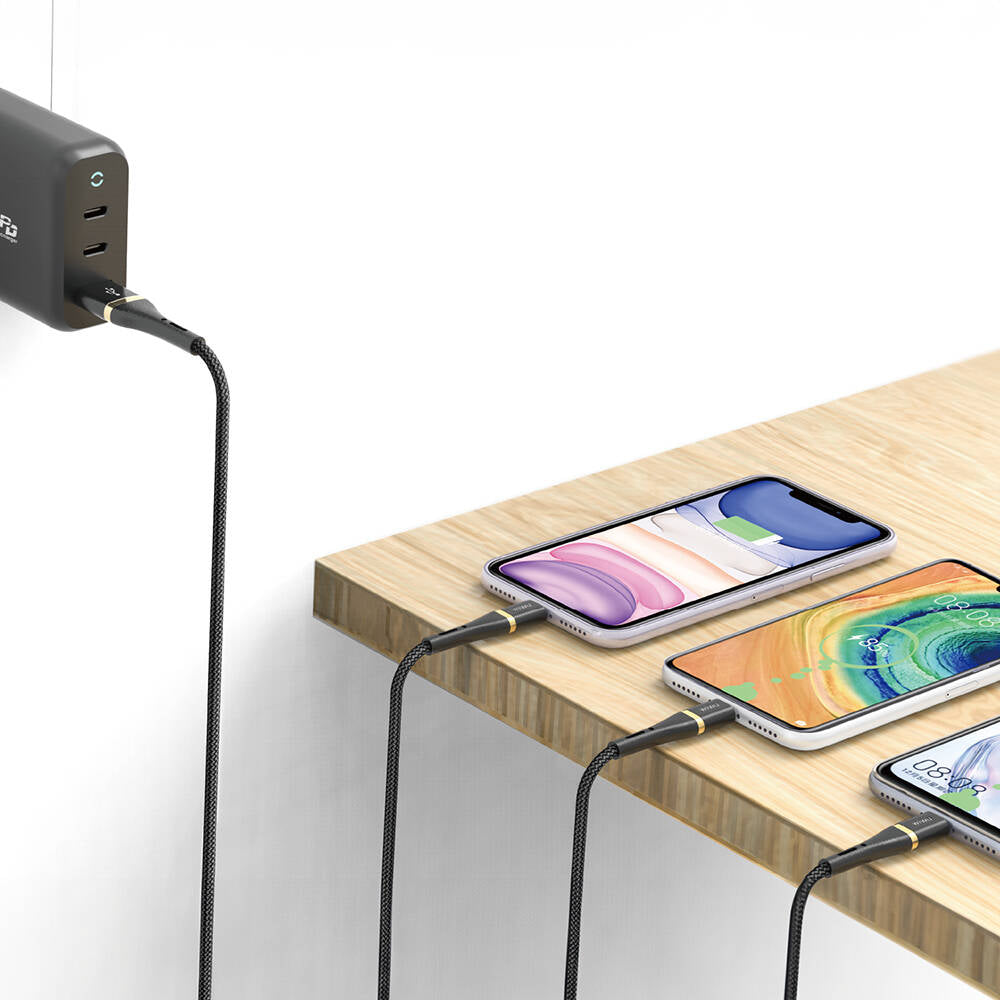 Wi‑C024 Elite 3in1 Type‑C Lightning Type‑C Micro USB 100 W 1.2 m Hızlı Şarj Kablosu