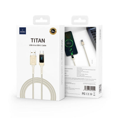 Wi-C038 Titan LED Göstergeli USB-A to Type-C Şarj ve Data Kablosu 66W 1,2 m