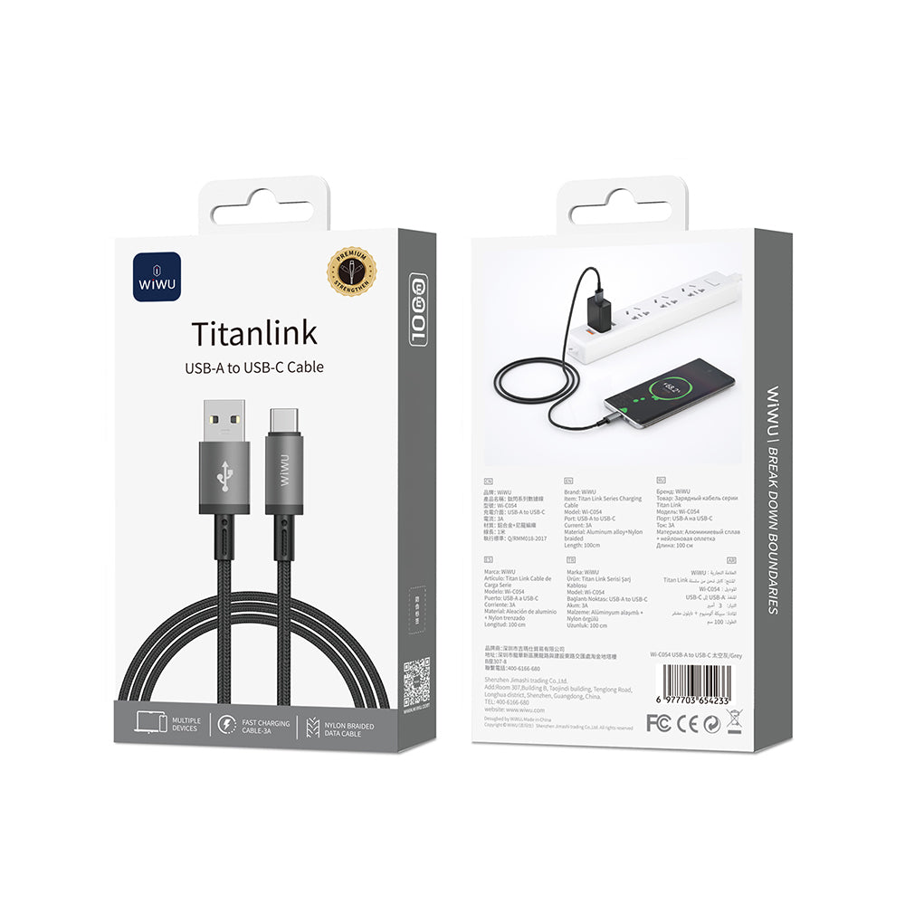 Wi-C054 Titanlink USB-A to Type-C Hızlı Şarj Kablosu 1M