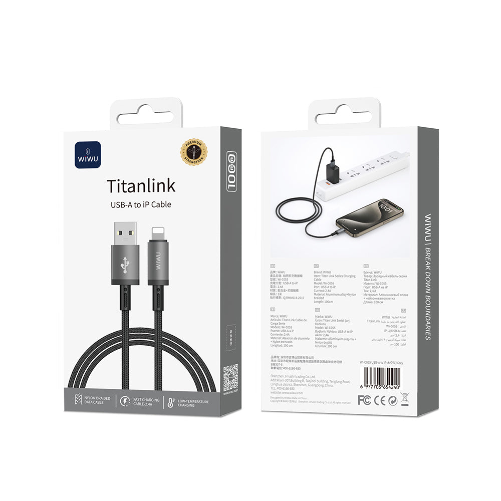 Wi-C055 Titanlink USB-A to Lightning Hızlı Şarj Kablosu 1M