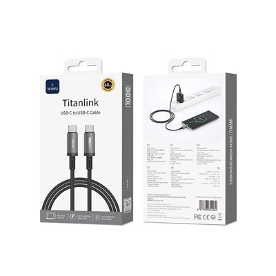 Wi-C057 Titanlink Type-C to Type-C 60W PD Hızlı Şarj Kablosu 1M
