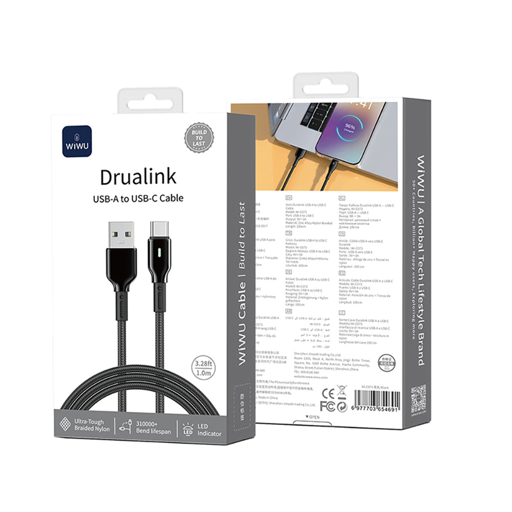 Wi-C073 Drualink USB-A to Type-C Hızlı Şarj Kablosu 1M