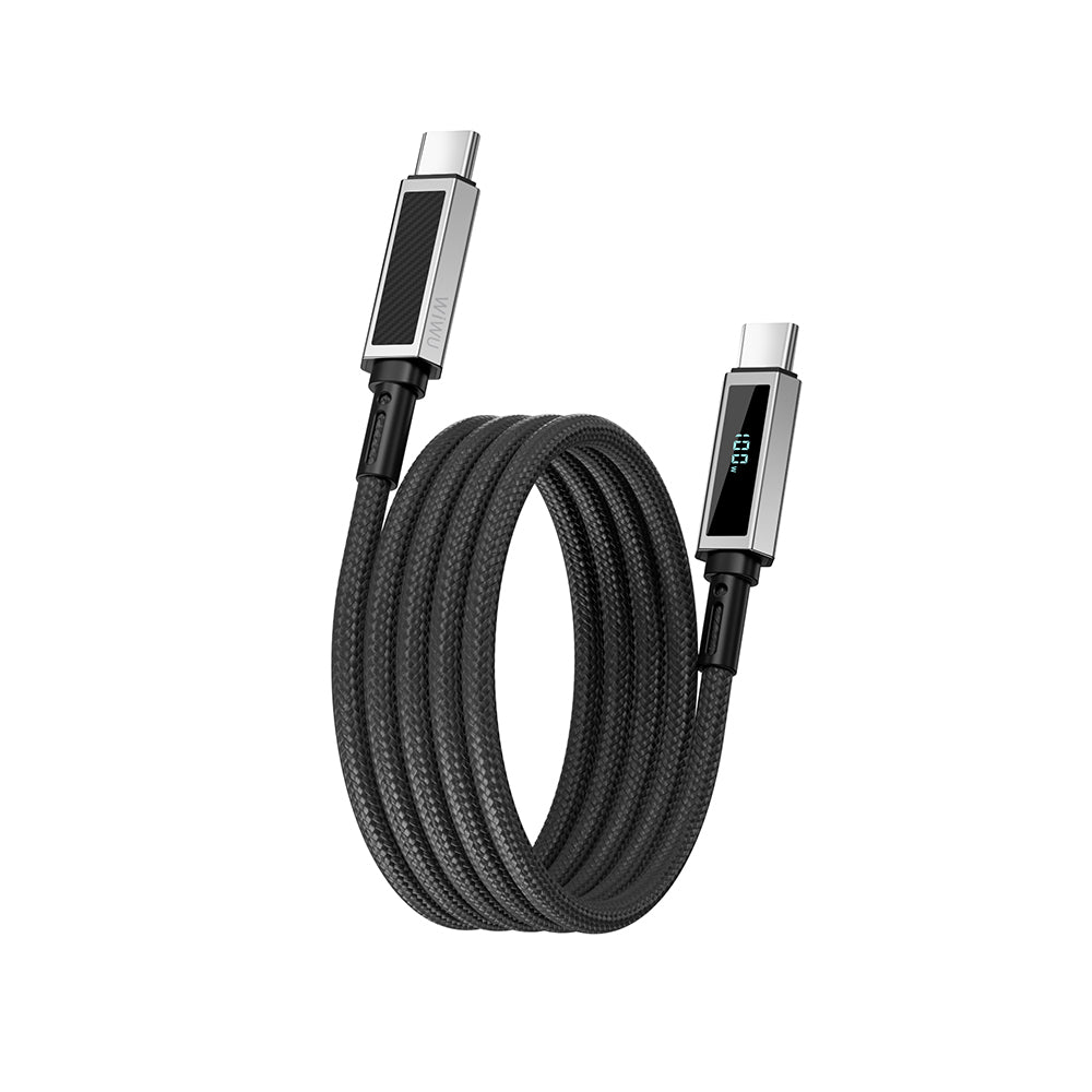Wi-C079 Warriors Aramid Fiber LED Göstergeli Type-C to Type-C 100W Şarj Kablosu 1.2M