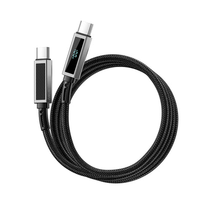 Wi-C079 Warriors Aramid Fiber LED Göstergeli Type-C to Type-C 100W Şarj Kablosu 1.2M