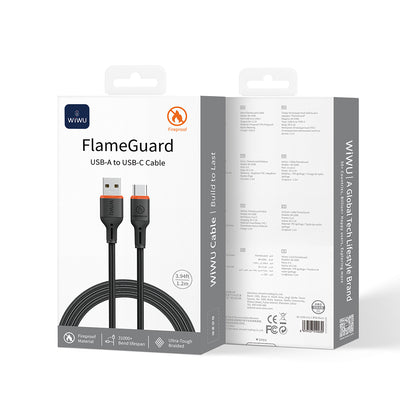 Wi-C096 Flame Guard USB-A to Type-C Hızlı Şarj ve Data Kablosu 1.2m