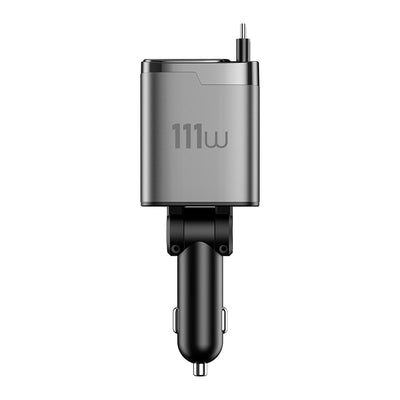 Wi-CC034 Type-C + USB-A GaN Teknolojili Dahili Kablolu Araç Şarj Aleti 111W