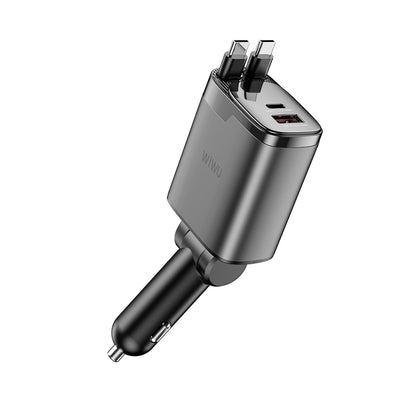 Wi-CC034 Type-C + USB-A GaN Teknolojili Dahili Kablolu Araç Şarj Aleti 111W