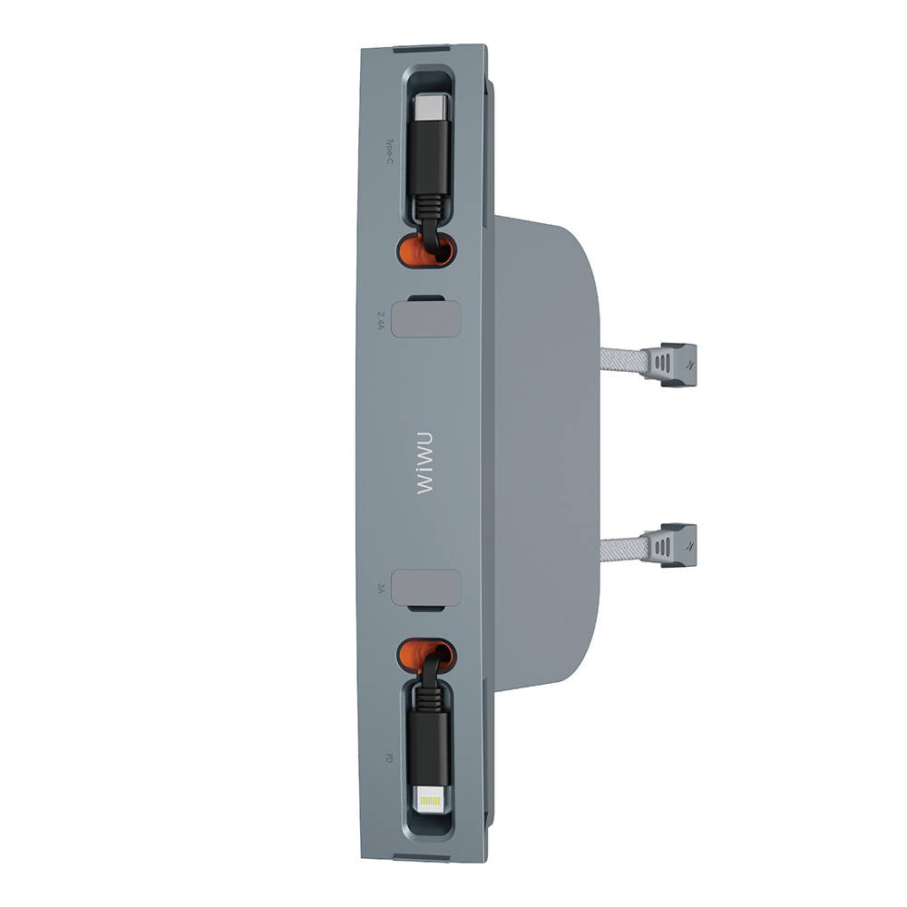 Wi-DS001 Tesla Uyumlu Type-C Lightning USB-A Araç İçi Şarj İstasyonu 60W