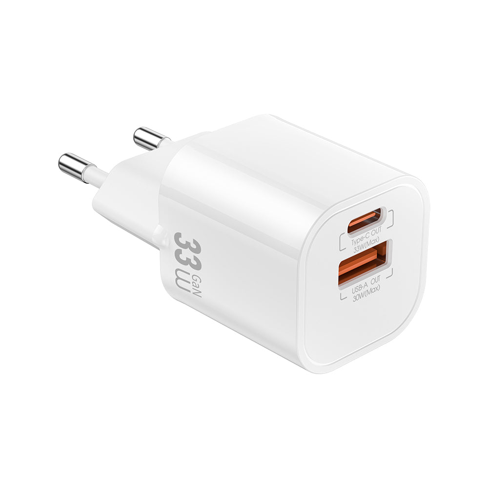 Wi-G017 Cube Serisi Type-C PD ve USB-A GaN Tech 33W Mini Şarj Başlığı