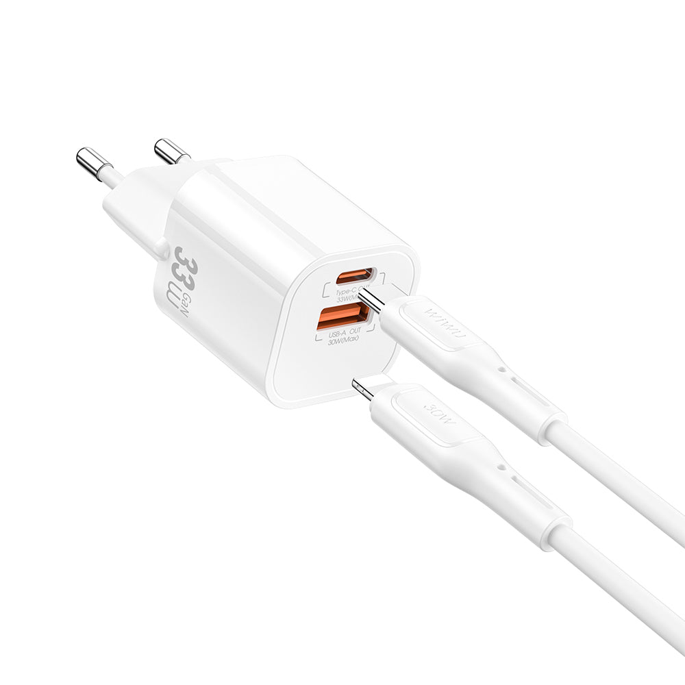 Wi-G018 Cube Gan Type-C to Lightning PD Hızlı Şarj Cihazı ve Kablo Set 33W