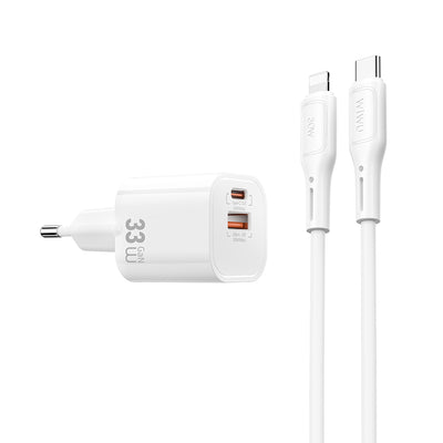 Wi-G018 Cube Gan Type-C to Lightning PD Hızlı Şarj Cihazı ve Kablo Set 33W