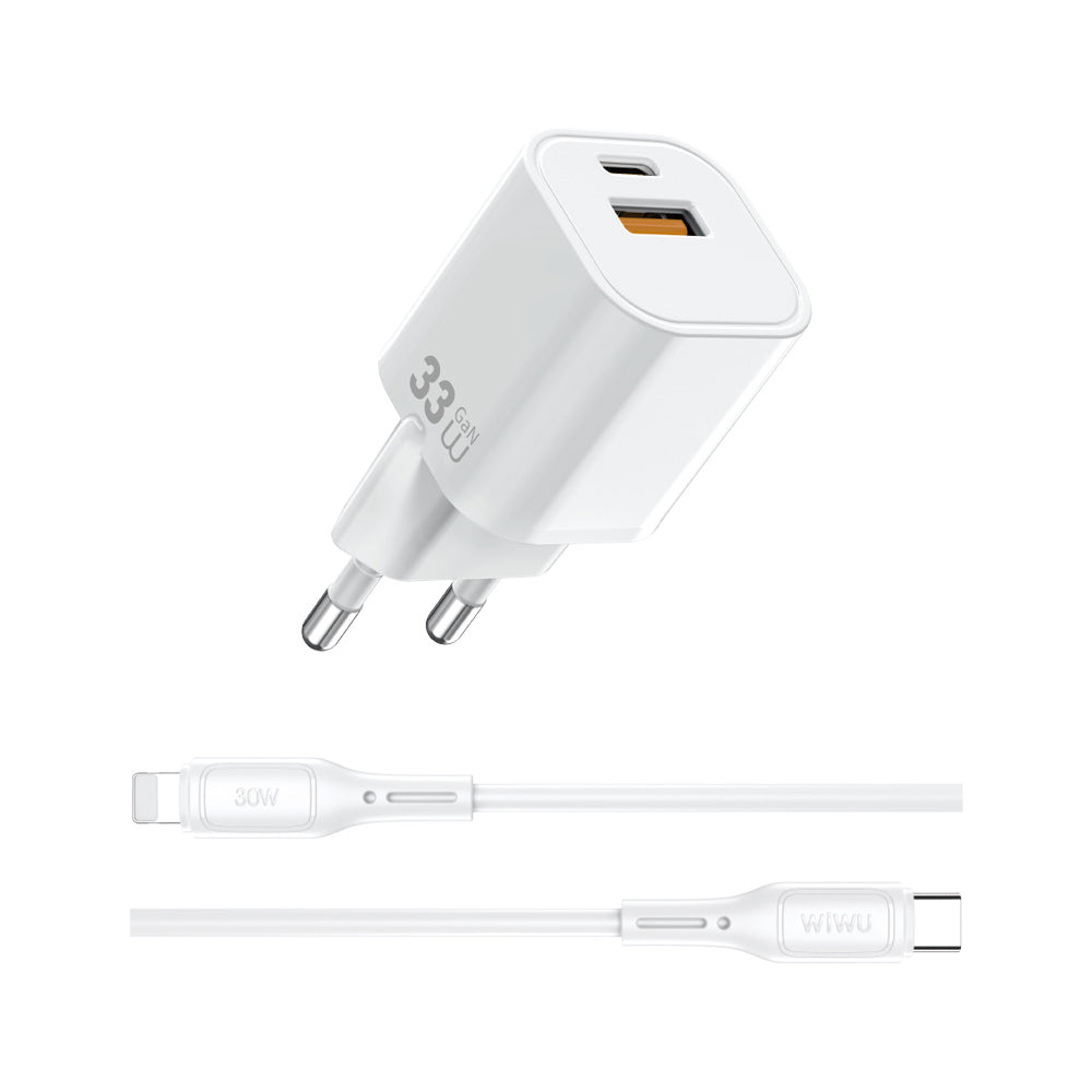 Wi-G018 Cube Gan Type-C to Lightning PD Hızlı Şarj Cihazı ve Kablo Set 33W