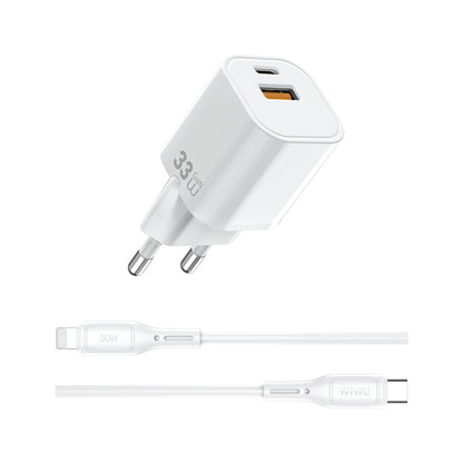 Wi-G018 Cube Gan Type-C to Lightning PD Hızlı Şarj Cihazı ve Kablo Set 33W