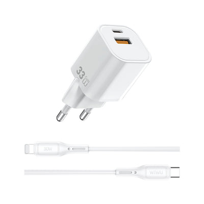 Wi-G018 Cube Gan Type-C to Lightning PD Hızlı Şarj Cihazı ve Kablo Set 33W