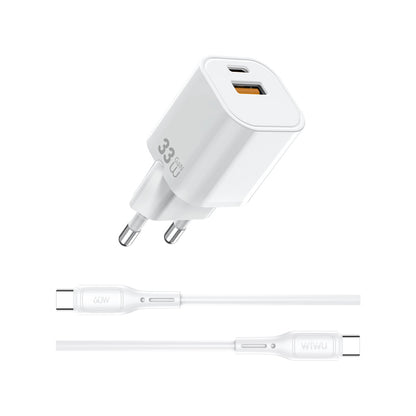 Wi-G018 Cube Gan Type-C to Type-C PD Hızlı Şarj Cihazı ve Kablo Set 33W