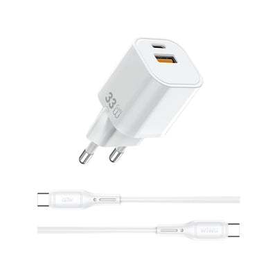 Wi-G018 Cube Gan Type-C to Type-C PD Hızlı Şarj Cihazı ve Kablo Set 33W
