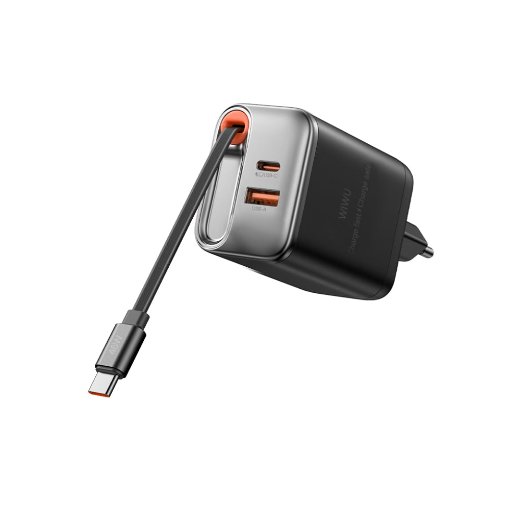 Wi-G021 Helix GaN USB-A to Type-C PD 45W Şarj Cihazı ve Kablo Set