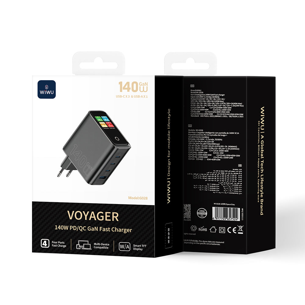 Wi-G028 Voyager Serisi GaN 140W TFT Ekranlı Hızlı Şarj Başlığı