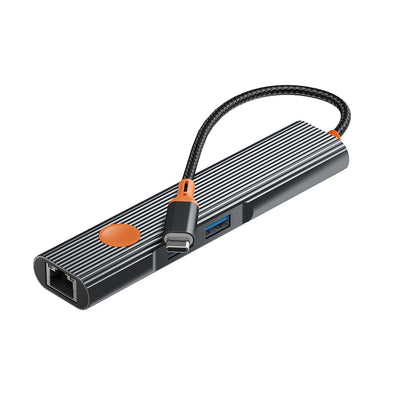 Wi-HB005 Travel 5'i 1 Arada Type-C Dönüştürücü Hub RJ45 Gigabit Ethernet 4K HDMI 100W PD