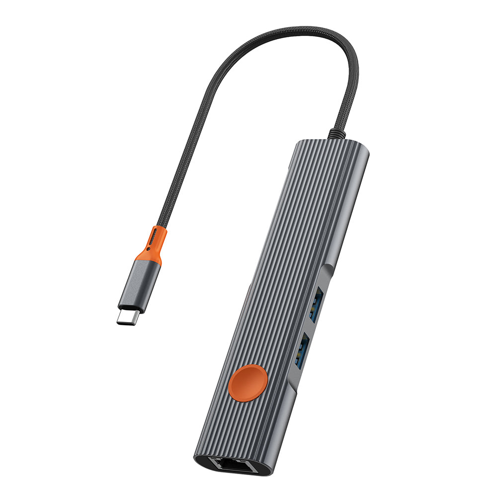 Wi-HB005 Travel 5'i 1 Arada Type-C Dönüştürücü Hub RJ45 Gigabit Ethernet 4K HDMI 100W PD
