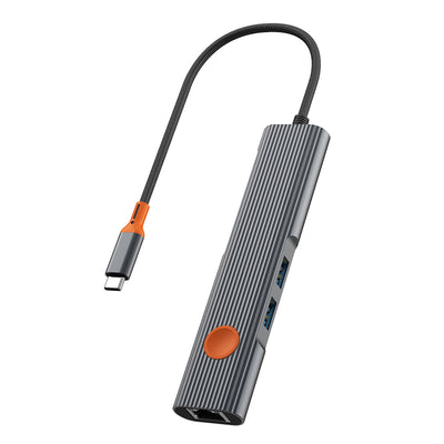 Wi-HB005 Travel 5'i 1 Arada Type-C Dönüştürücü Hub RJ45 Gigabit Ethernet 4K HDMI 100W PD