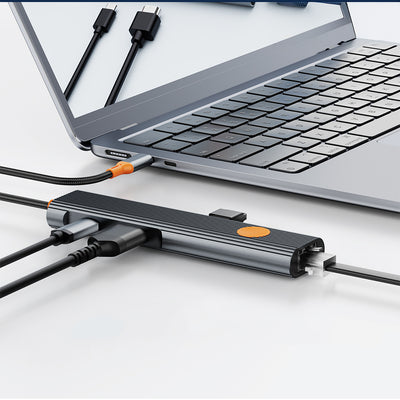 Wi-HB005 Travel 5'i 1 Arada Type-C Dönüştürücü Hub RJ45 Gigabit Ethernet 4K HDMI 100W PD
