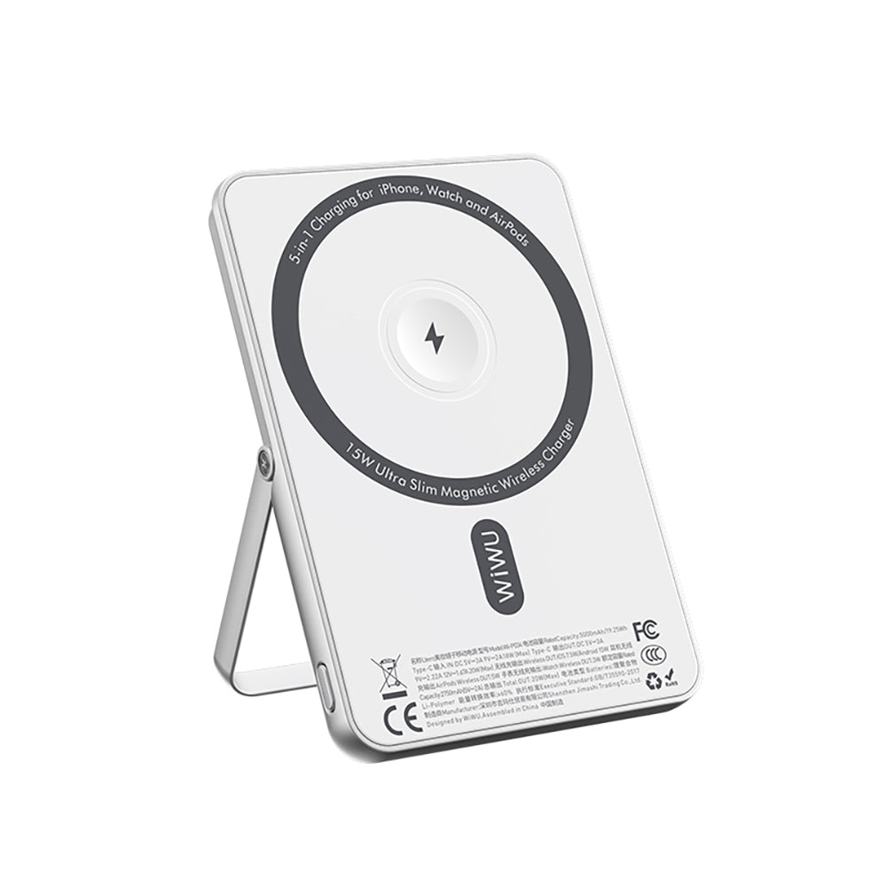 Wi-P034 Dijital LED Göstergeli Standlı Kablosuz Powerbank 5000mAh 15W