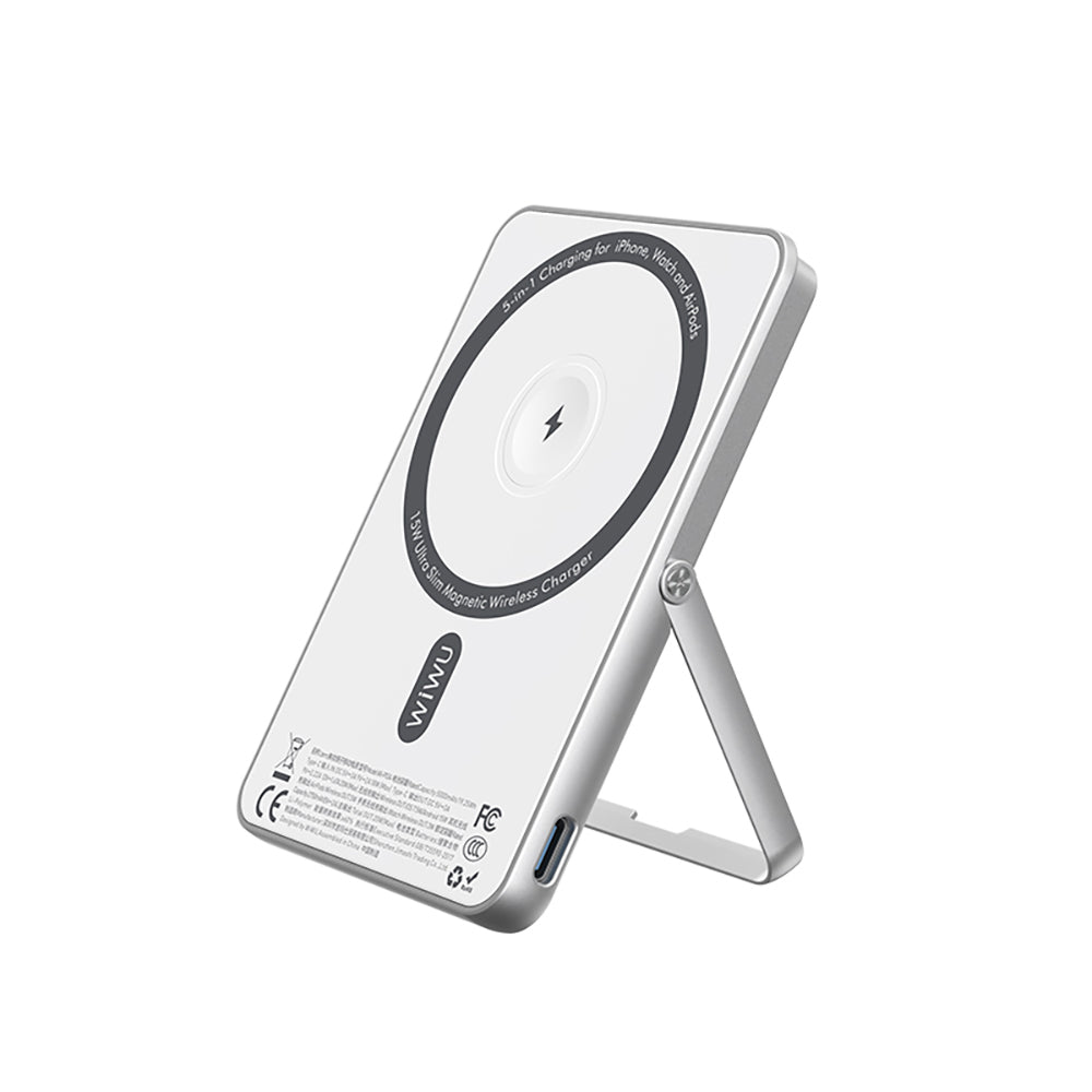 Wi-P034 Dijital LED Göstergeli Standlı Kablosuz Powerbank 5000mAh 15W