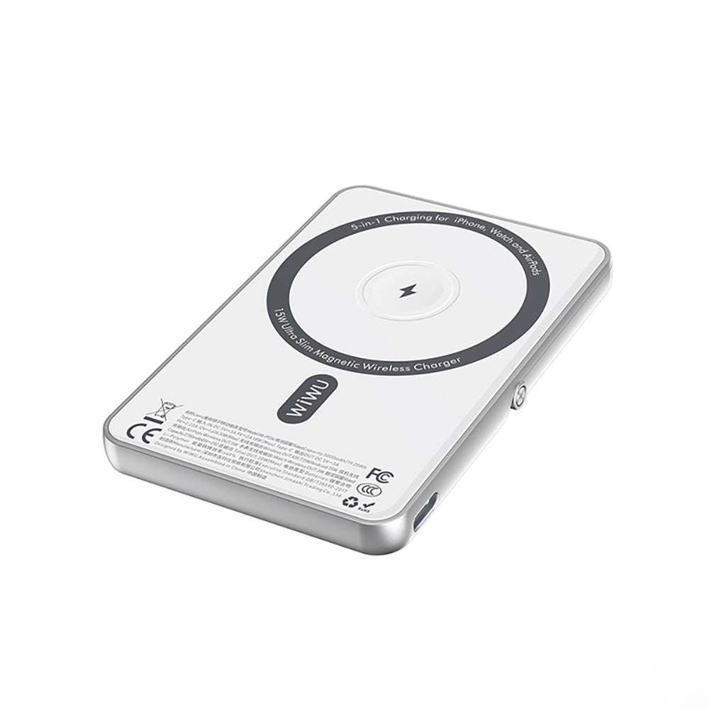 Wi-P034 Dijital LED Göstergeli Standlı Kablosuz Powerbank 5000mAh 15W