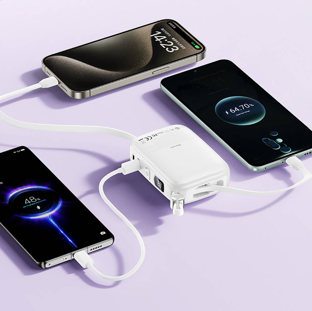 Wi-P042 Monaco Serisi Lightning ve Type-C Kablolu Dijital LED Göstergeli Askılı Powerbank 10000mAh