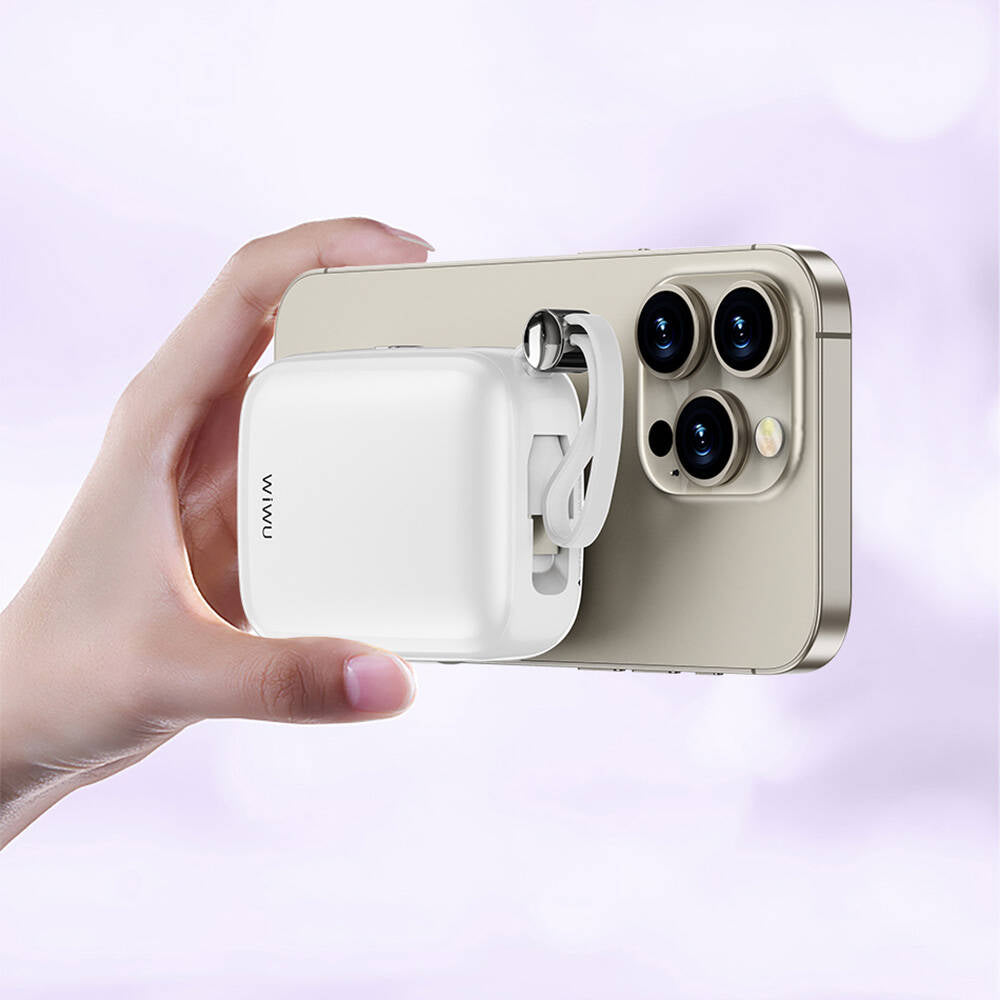 Wi-P042 Monaco Serisi Lightning ve Type-C Kablolu Dijital LED Göstergeli Askılı Powerbank 10000mAh