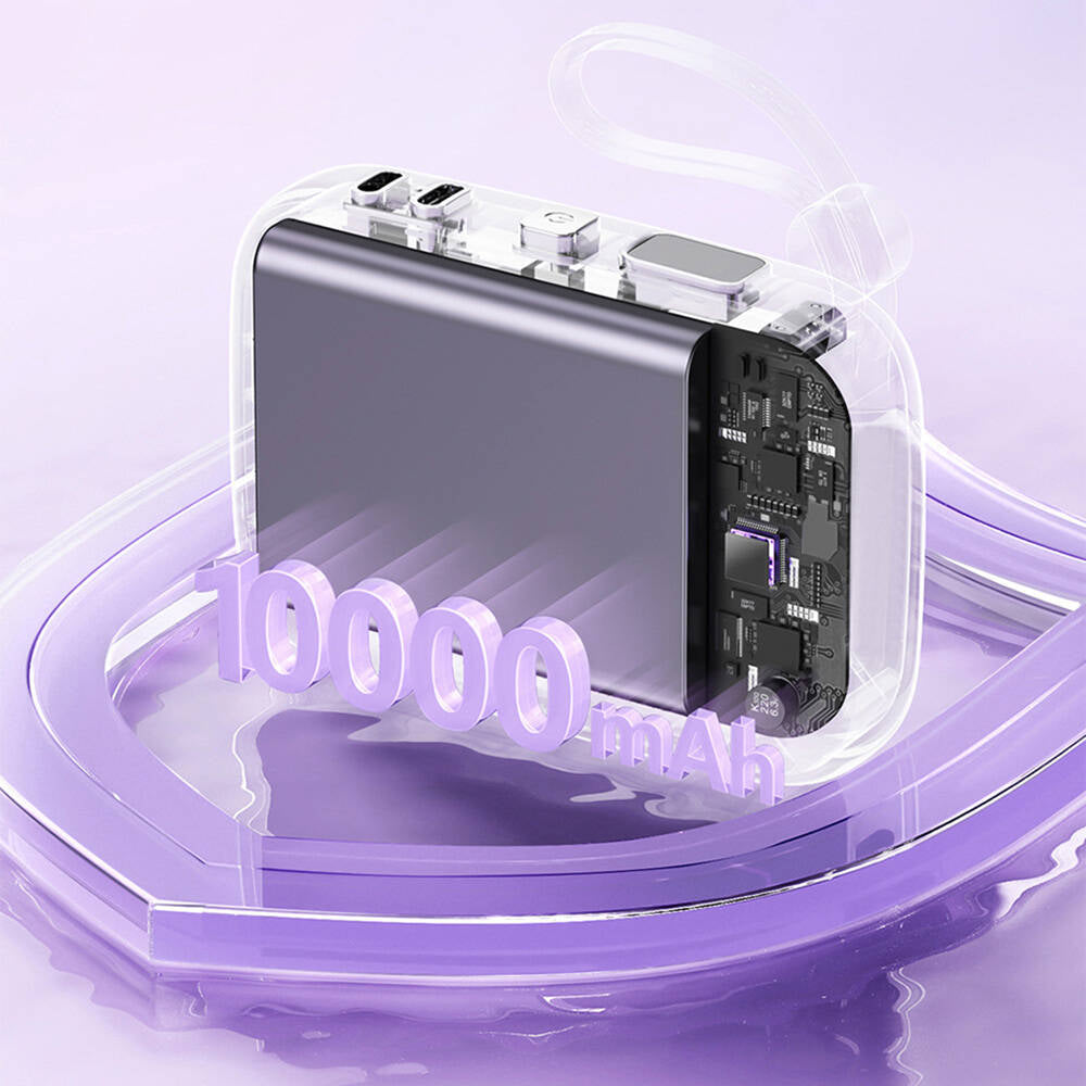 Wi-P042 Monaco Serisi Lightning ve Type-C Kablolu Dijital LED Göstergeli Askılı Powerbank 10000mAh