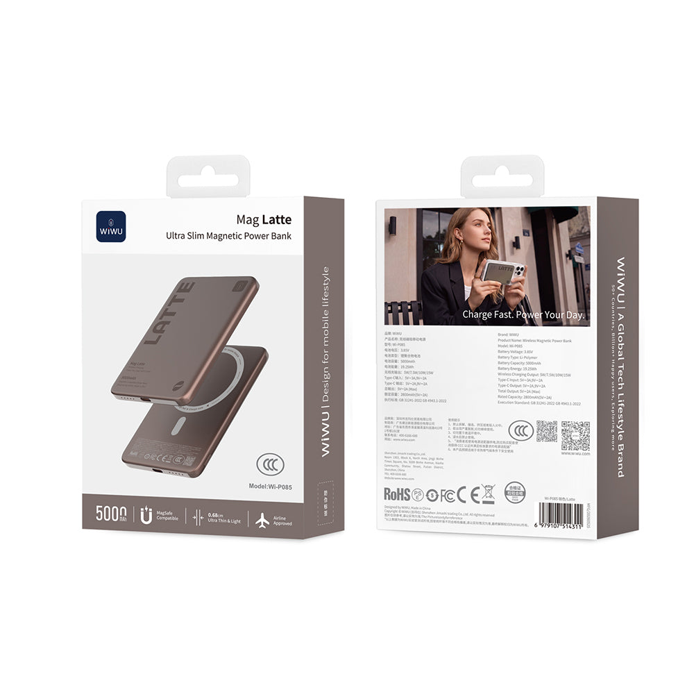 Wi-P085 MagPearl 5000 mAh 15W Ultra İnce Manyetik Kablosuz Powerbank