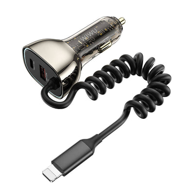 Wi-QC019 Geek Serisi 3in1 Lightning Kablolu Hızlı Araç Şarj Cihazı 90W