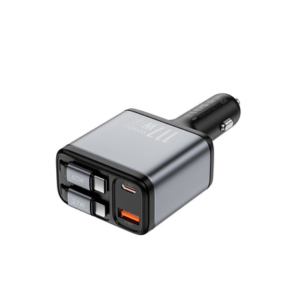 Wi-QC027 117W Led Göstergeli Type-C + Lightning Kablolu Araç Şarj Cihazı
