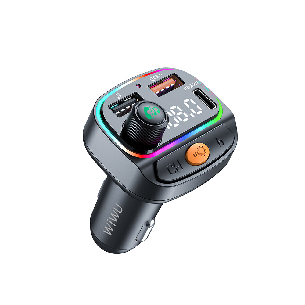 Wi-QC031 RGB Bluetooth Transmitter MP3 Type-C + USB-A Araç Şarjı