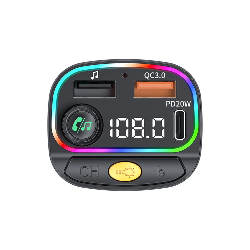 Wi-QC031 RGB Bluetooth Transmitter MP3 Type-C + USB-A Araç Şarjı