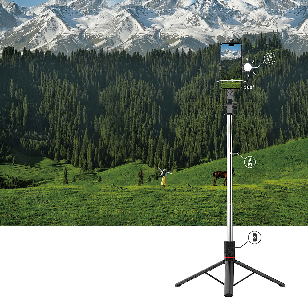Wi-SE015 Dolgu Işıklı Teleskopik Tripod ve Selfie Çubuğu