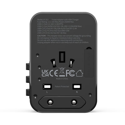 Wi-UA006 TR/US/UK/AU/EU Uyumlu 2500W 45W GaN Universal Seyahat Adaptörü