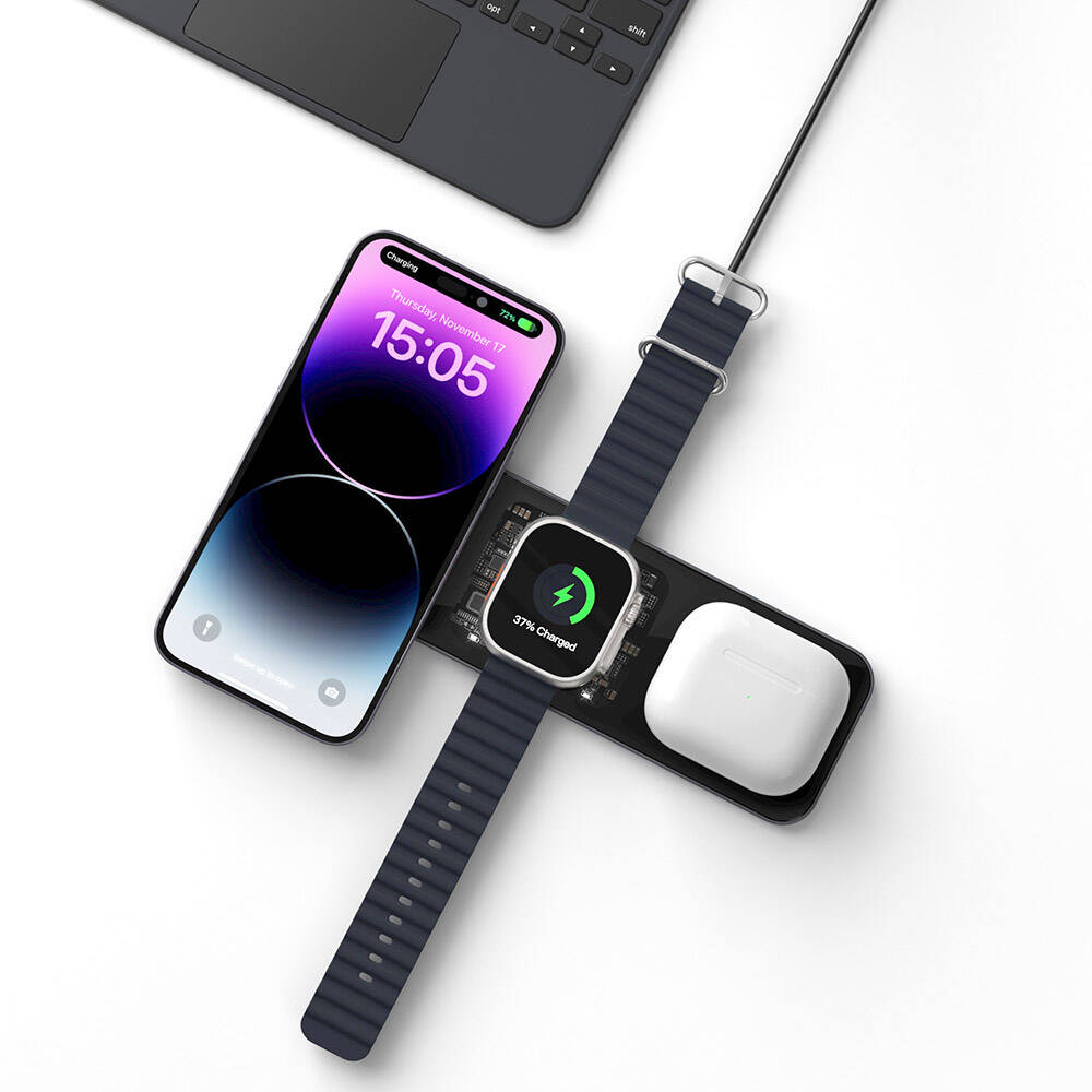 Wi-W010 Matrix 3in1 Magnetik Kablosuz Şarj Standı