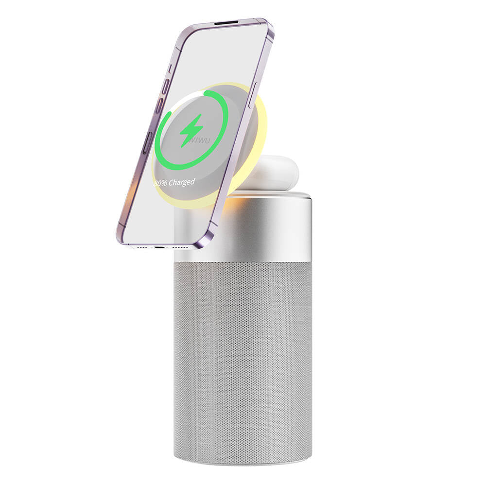 Wi‑W022 Ambiyans Işıklı Kablosuz Şarj Standlı Bluetooth Hoparlör