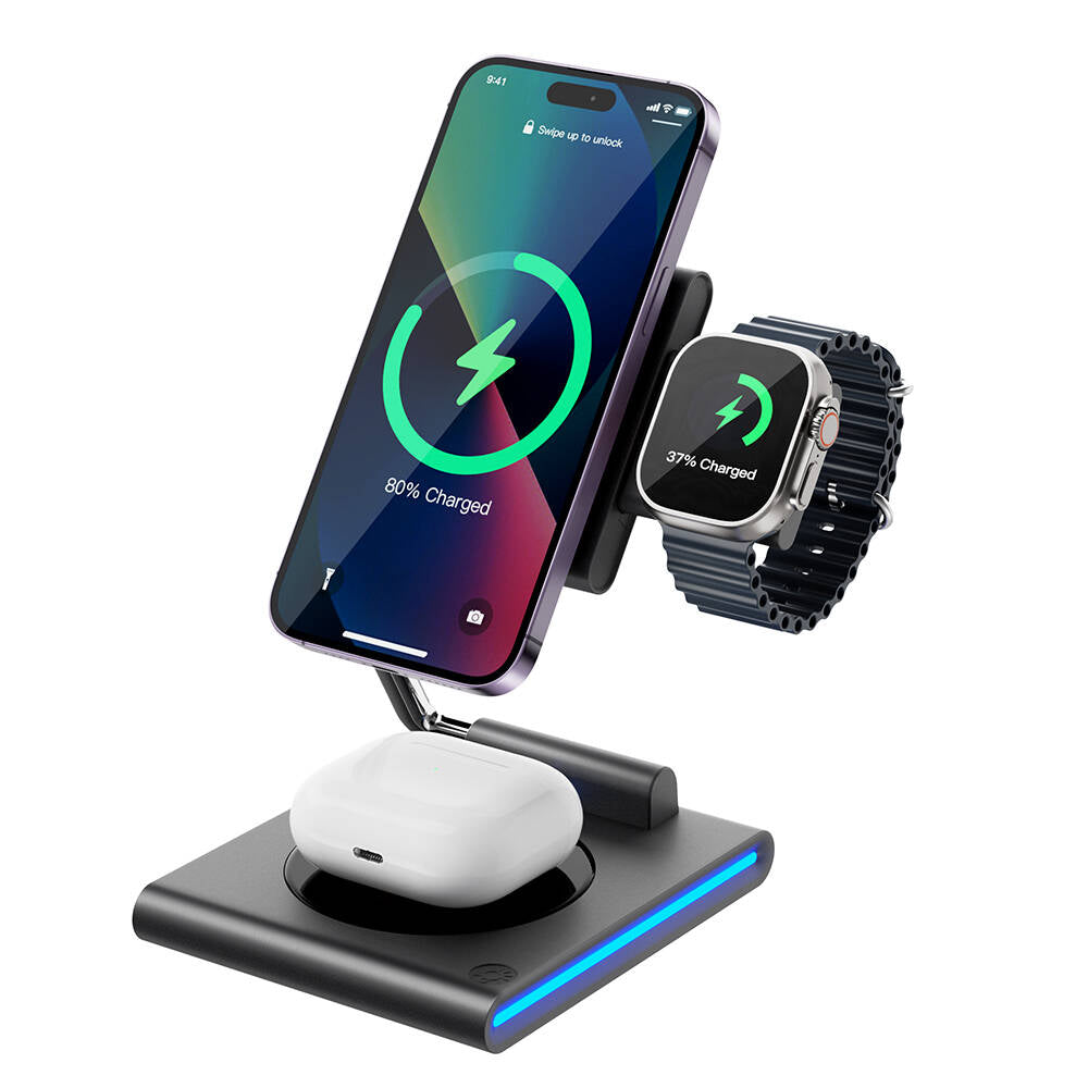 Wi-W023 Geek 3in1 Hareketli Başlık Kablosuz Şarj Standı