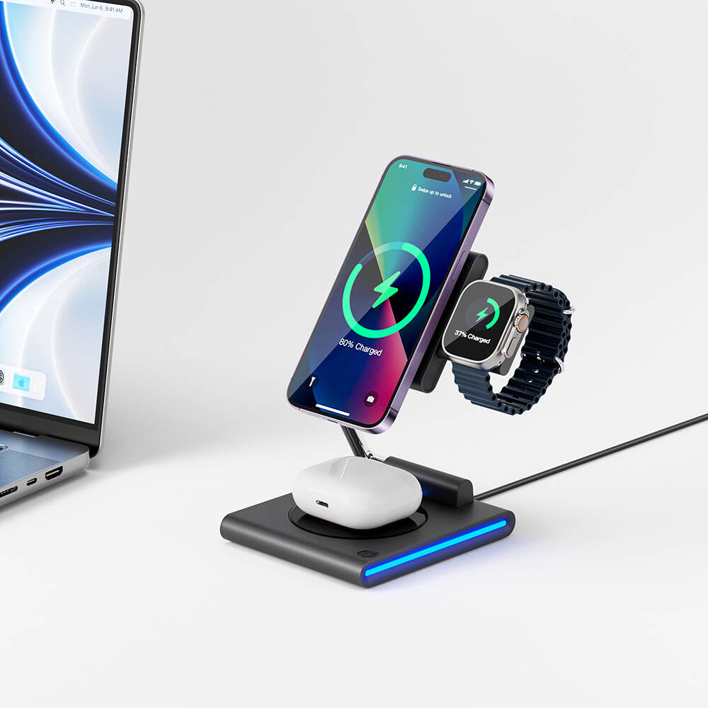 Wi-W023 Geek 3in1 Hareketli Başlık Kablosuz Şarj Standı