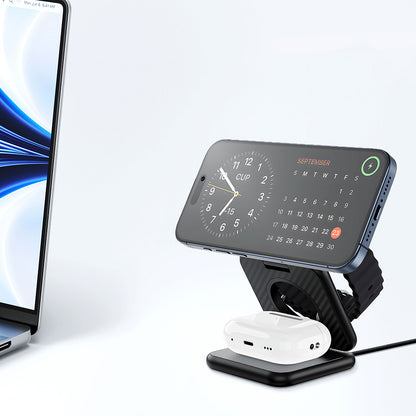 Wi-W035 Qi2 3in1 Magsafe Uyumlu Ambiyans Işıklı Kablosuz Şarj Standı 15W