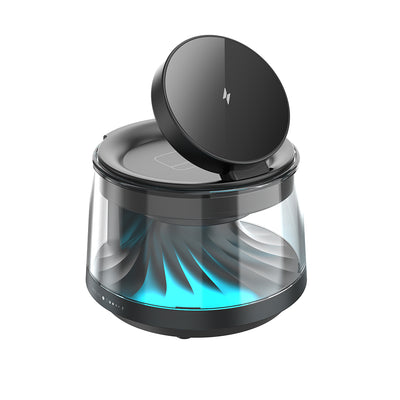 Wi-W039 5in1 Kablosuz Şarj Standı Ambiyans Işıklı Bluetooth Hoparlör 15W