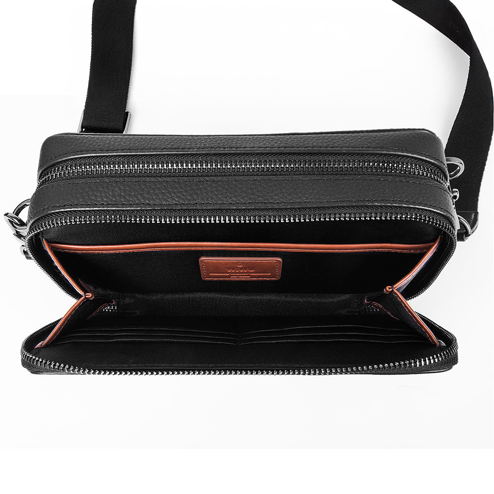 Wiwu Master Parmak İzi Kilitli Deri Çapraz Çanta