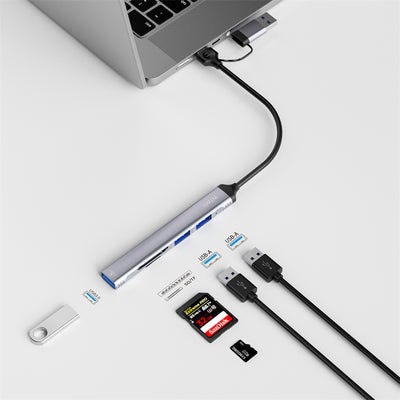 Zolo Wi-HB003 USB3.0 + USB2.0 + SD/TF Type-C USB-A 5in1 Hub Adaptör